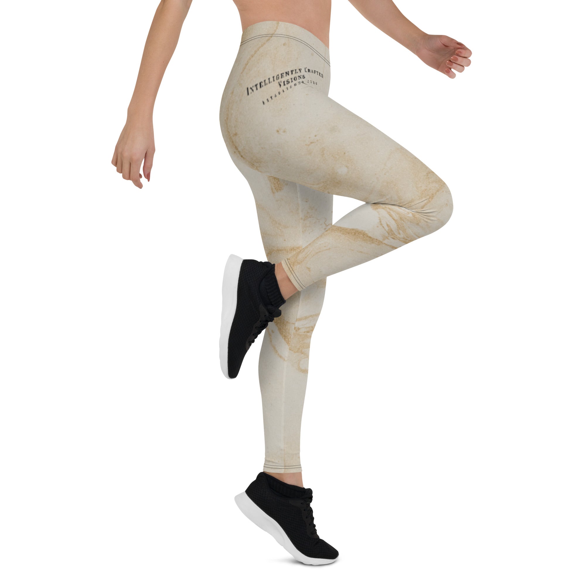 Cream & Gold Graphic Leggings